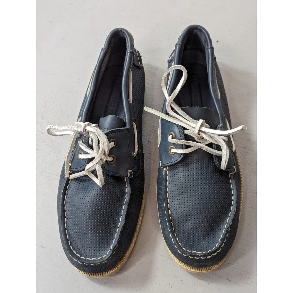 Tommy Hilfiger Boat Shoes Sz 9.5 Blue‎ Leather Casual Lace Up Non Marking Bowman